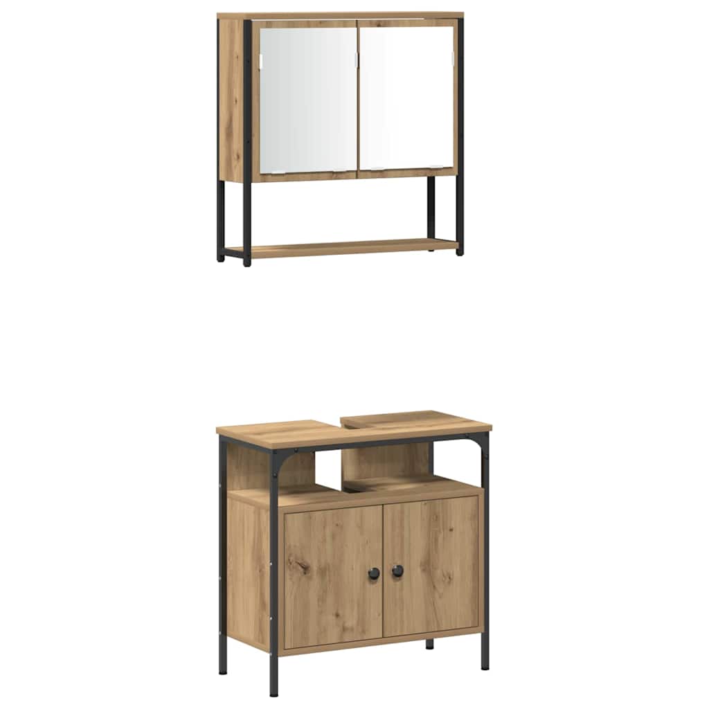 Badezimmermöbel-Set mit Regal mit Tür 3 pcs Braun Holzwerkstoff