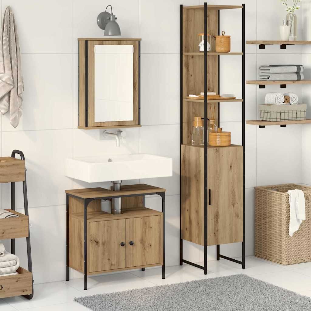 Badezimmermöbel-Set mit Regal 3 pcs Artisan-Eiche Holzwerkstoff