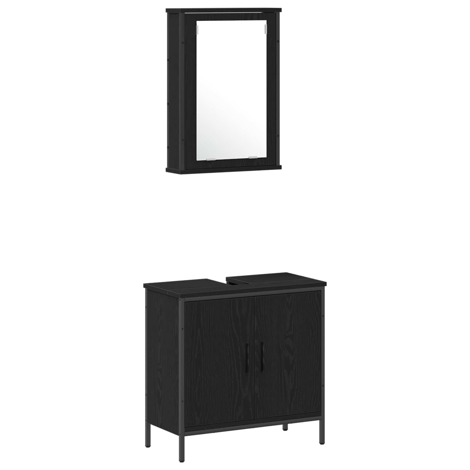 Badezimmermöbel-Set mit Regal 3 pcs Schwarz Holzwerkstoff