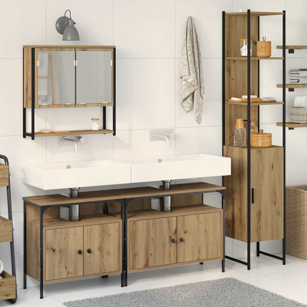 Badezimmermöbel Set mit Regal 4 pcs Artisan-Eiche Holzwerkstoff