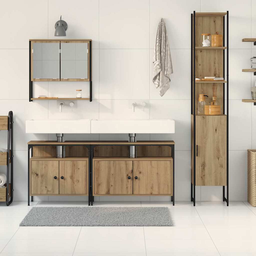Badezimmermöbel Set mit Regal 4 pcs Artisan-Eiche Holzwerkstoff