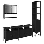 Badezimmermöbel Set 4 pcs Schwarz Eichen-Optik Holzwerkstoff