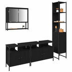 Badezimmermöbel Set 4 pcs Schwarz Eichen-Optik Holzwerkstoff