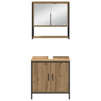 Badezimmermöbel-Set mit Regal mit Tür 4 pcs Braun Holzwerkstoff