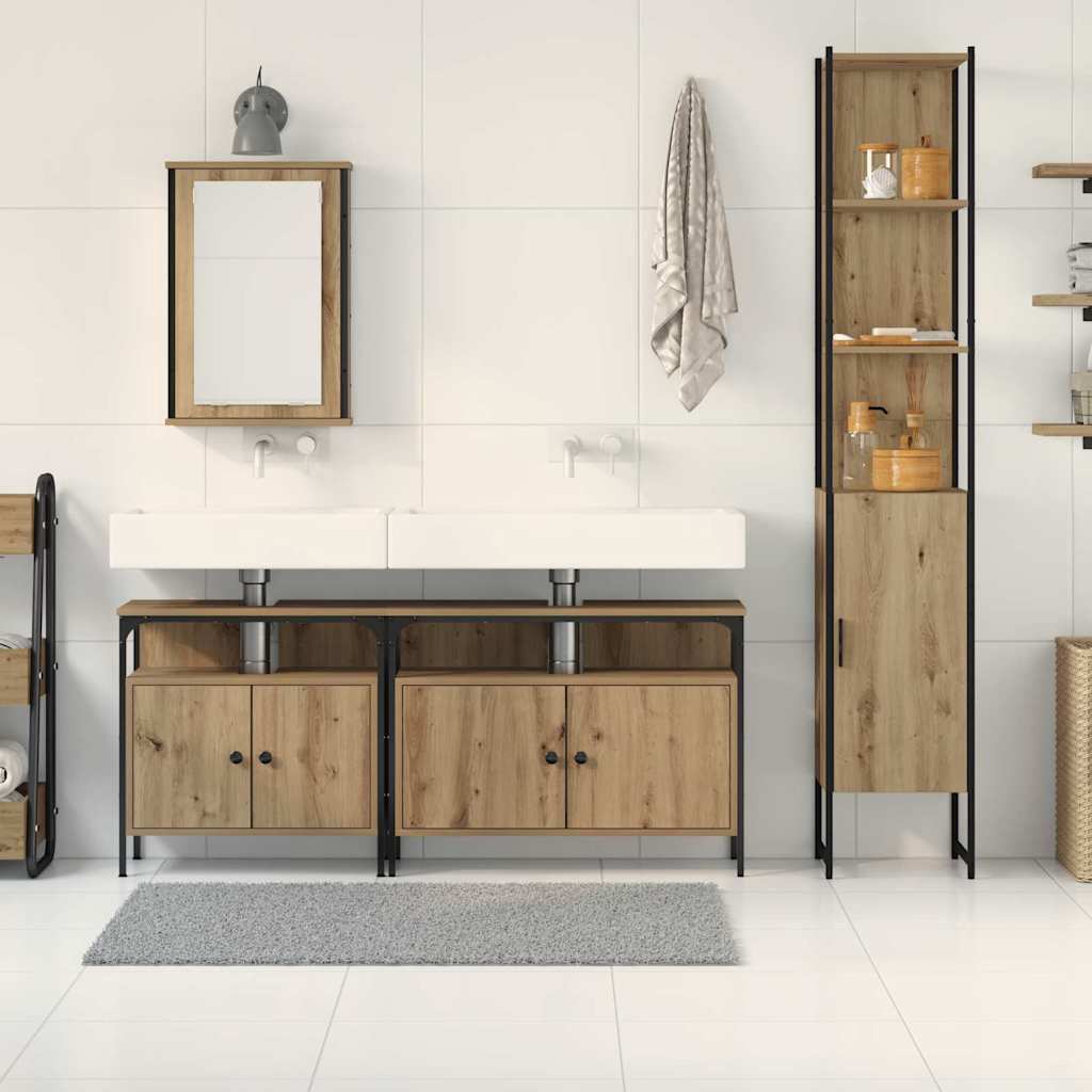 Badezimmermöbel-Set mit Regal 4 pcs Artisan-Eiche Holzwerkstoff