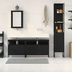Badezimmermöbel-Set 4 pcs Schwarz Eichen-Optik Holzwerkstoff