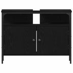Badezimmermöbel-Set 4 pcs Schwarz Eichen-Optik Holzwerkstoff