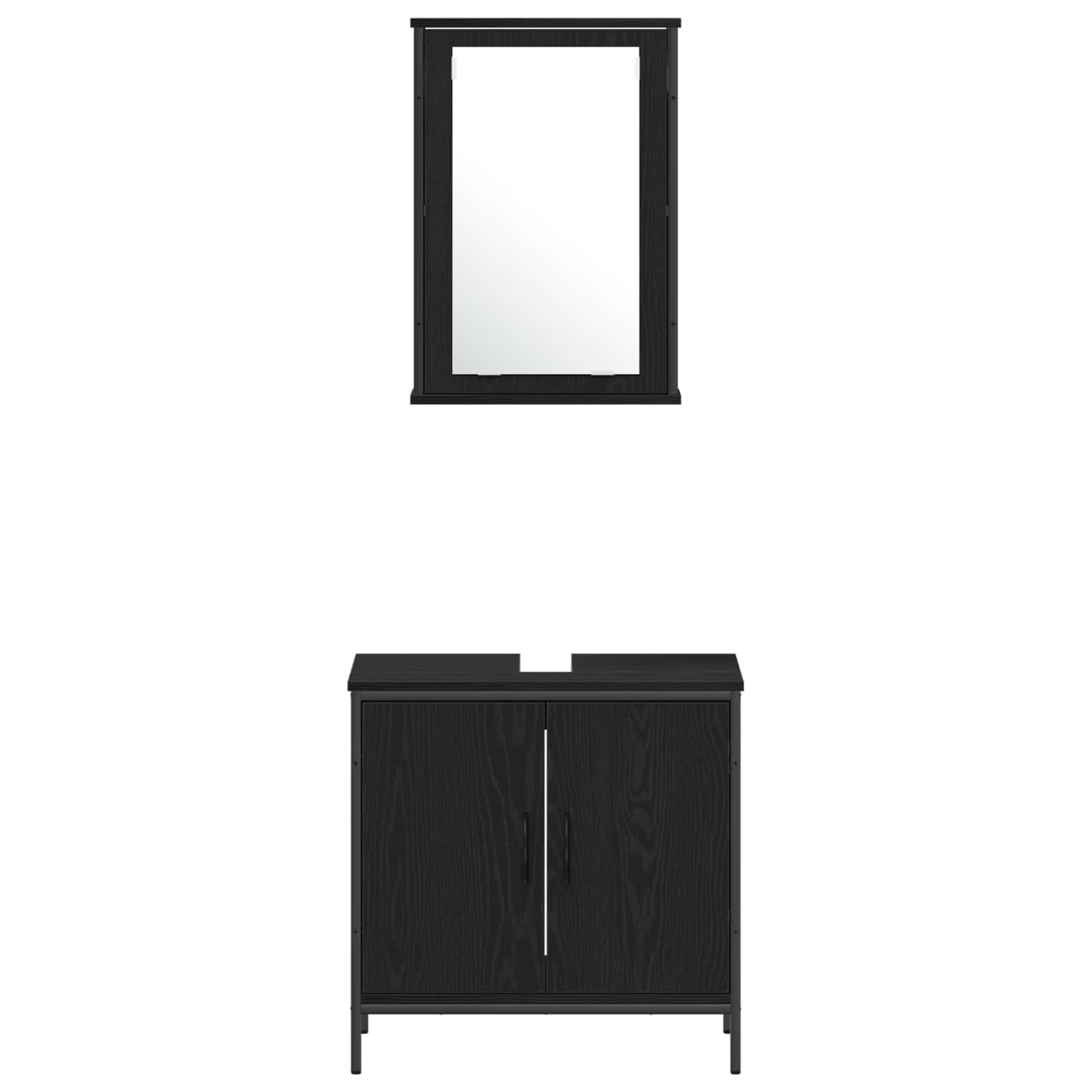 Badezimmermöbel-Set mit Regal 4 pcs Schwarz Holzwerkstoff