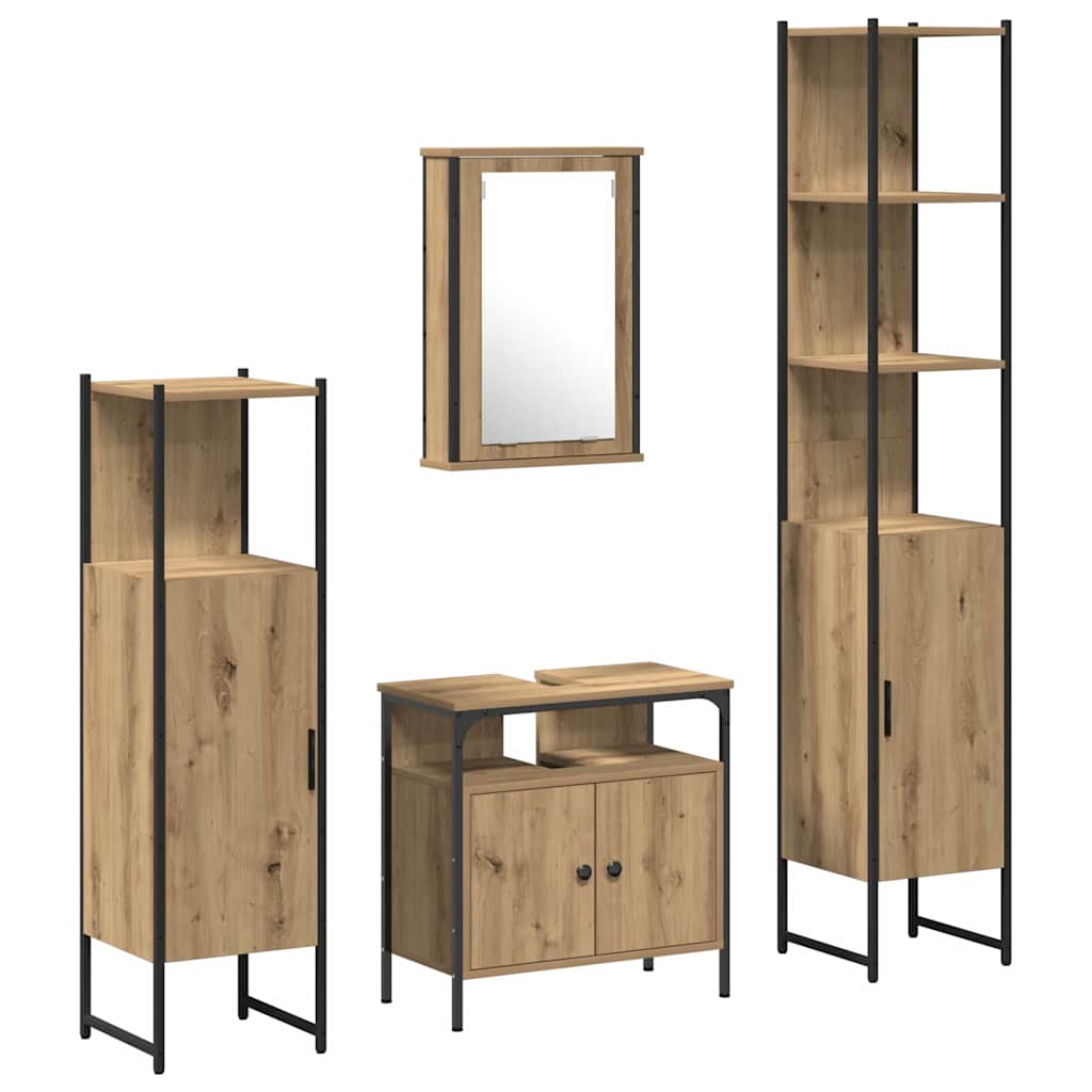 Badezimmermöbel Set mit Regal 4 pcs Artisan-Eiche Holzwerkstoff