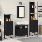 Badezimmermöbel Set 4 pcs Schwarz Eichen-Optik Holzwerkstoff
