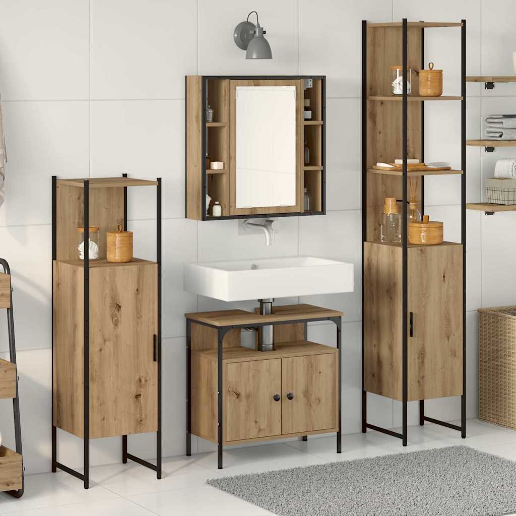 Badezimmermöbel-Set mit Regal 4 pcs Artisan-Eiche Holzwerkstoff
