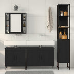 Badezimmermöbel-Set mit Regal 4 pcs Schwarz Holzwerkstoff