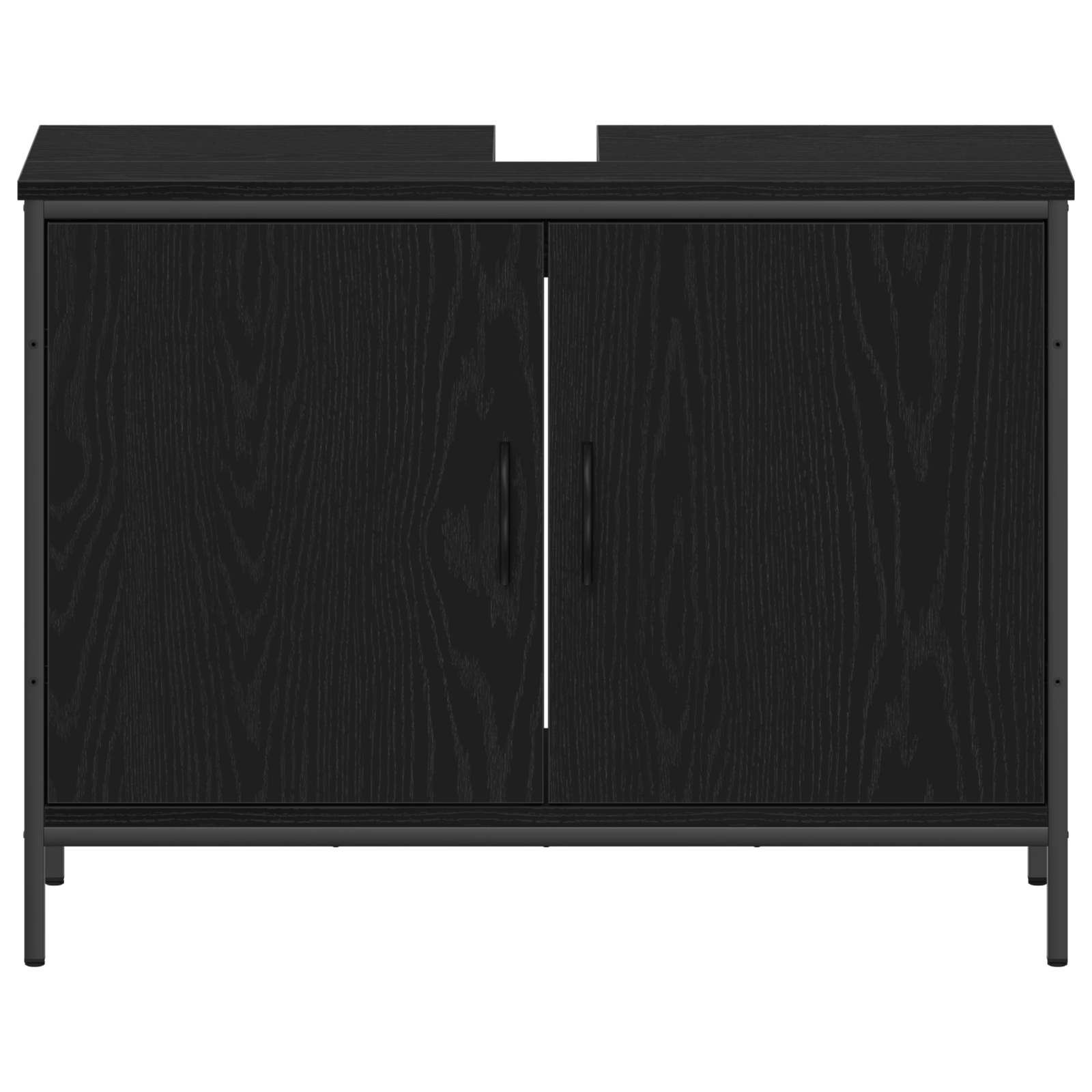 Badezimmermöbel-Set mit Regal 4 pcs Schwarz Holzwerkstoff