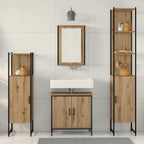 Badezimmermöbel-Set mit Regal mit Tür 4 pcs Braun Holzwerkstoff