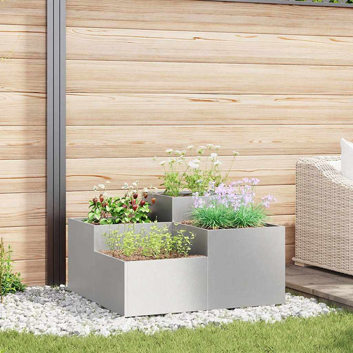 Gartenblumentopf Silber 100 x 100 x 48 cm Edelstahl
