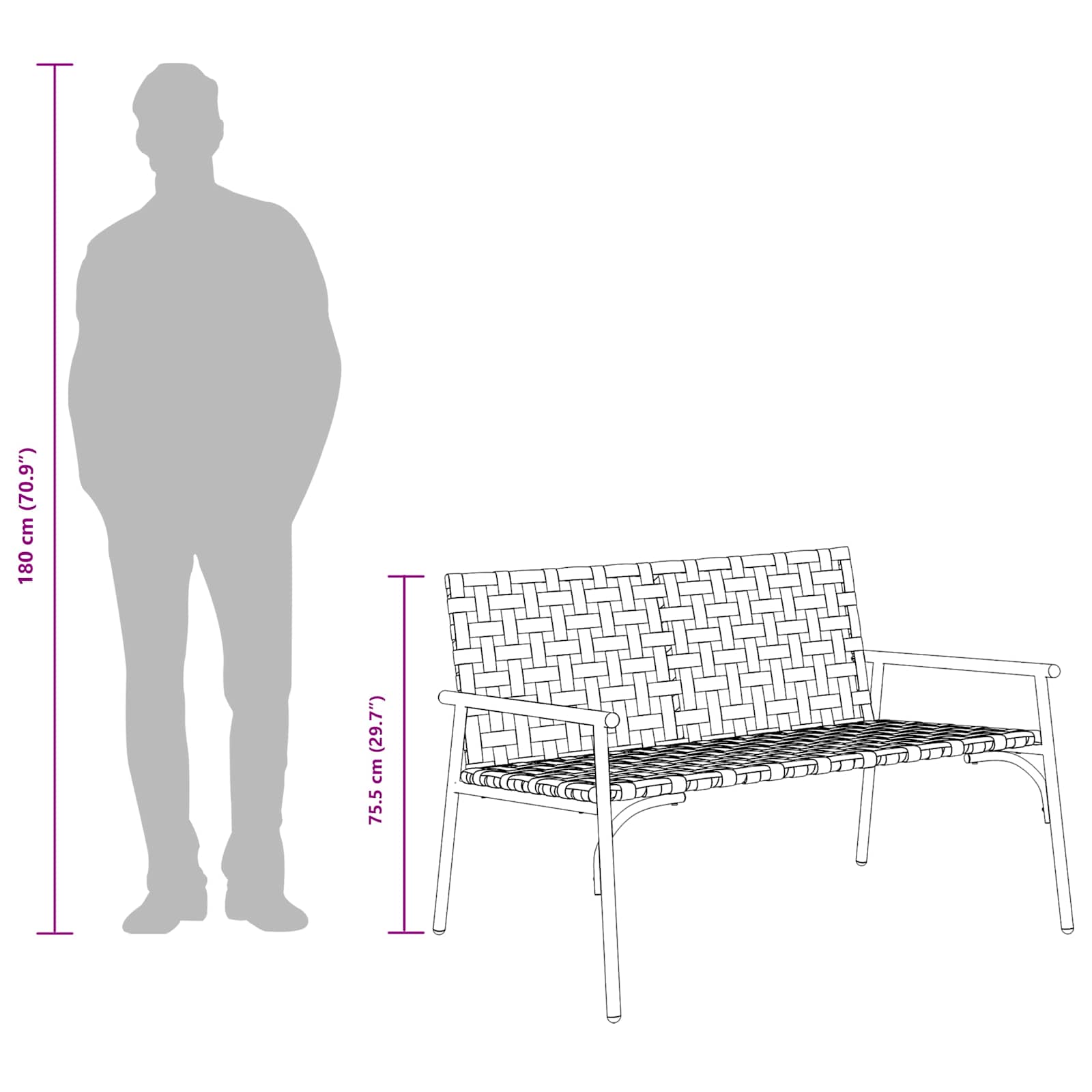 Gartenstuhl Braun 110,5 x 79 x 75,5 cm Poly-Rattan