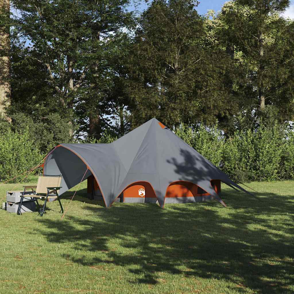 Teepee Zelt für 3 Personen Grau und Orange 600 x 600 x 347 cm