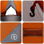 Teepee Zelt für 8 Personen Grau und Orange 490 x 410 x 210 cm