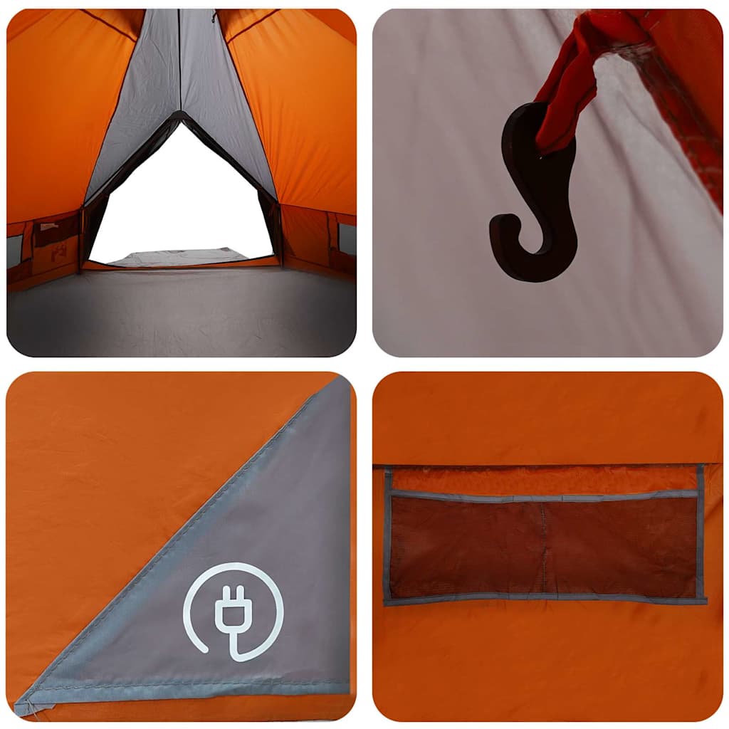 Teepee Zelt für 4 Personen Grau und Orange 388 x 320 x 169 cm