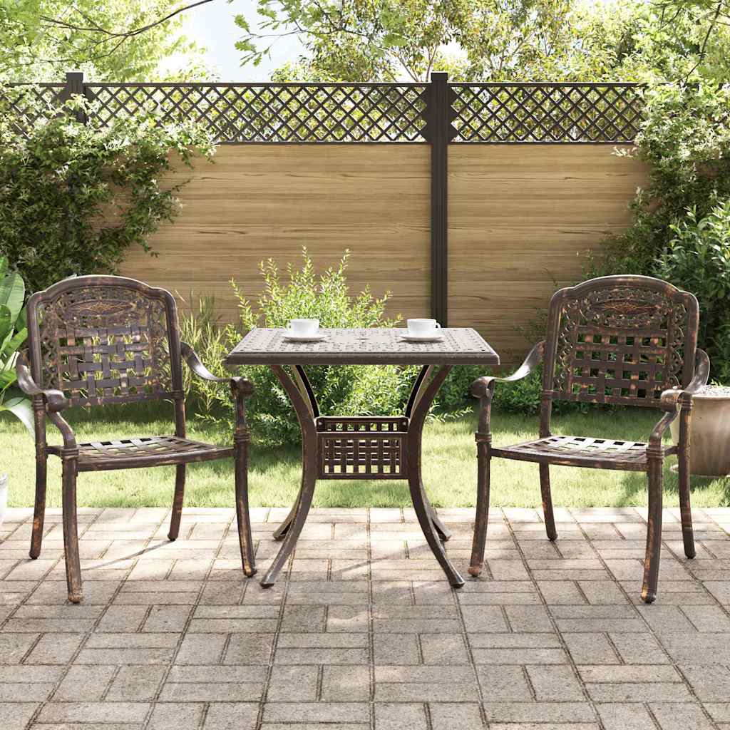 Gartentisch Set 3 pcs Bronze Gussaluminium