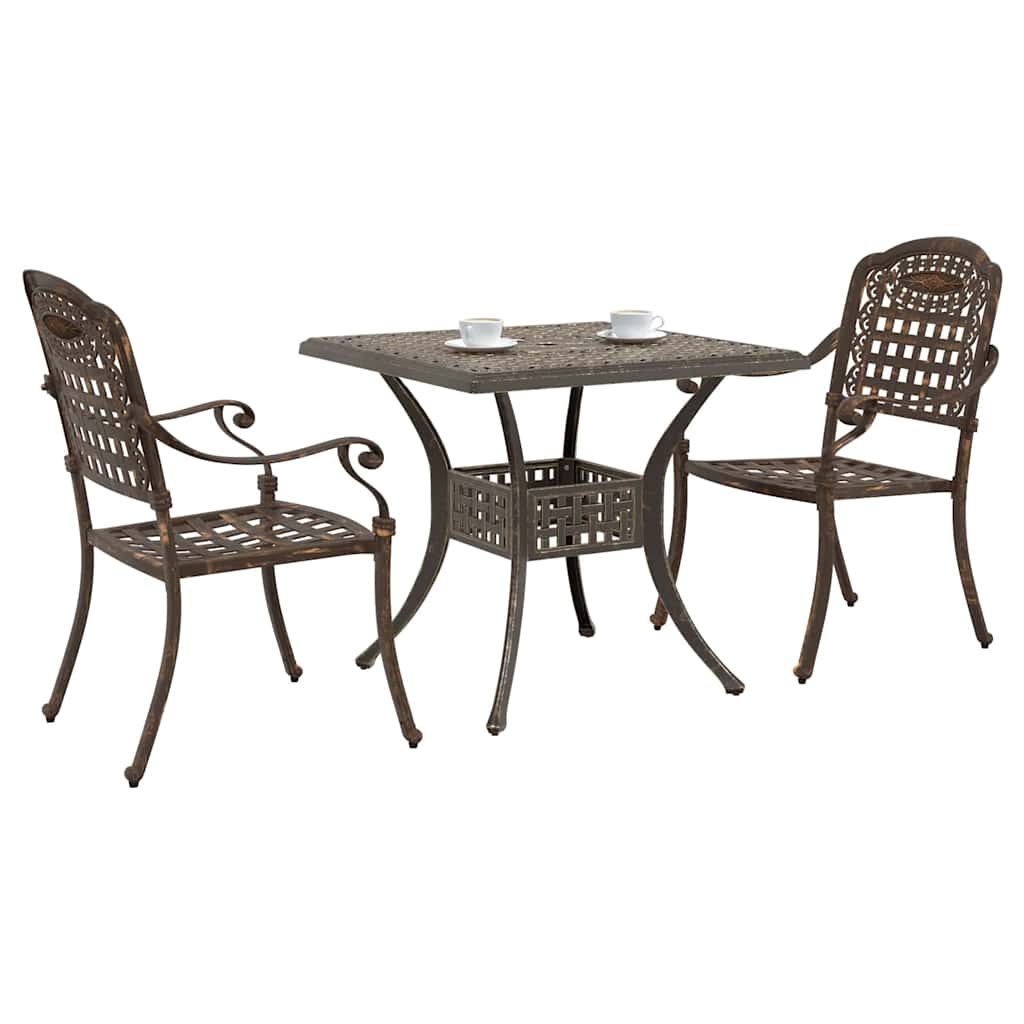 Gartentisch Set 3 pcs Bronze Gussaluminium