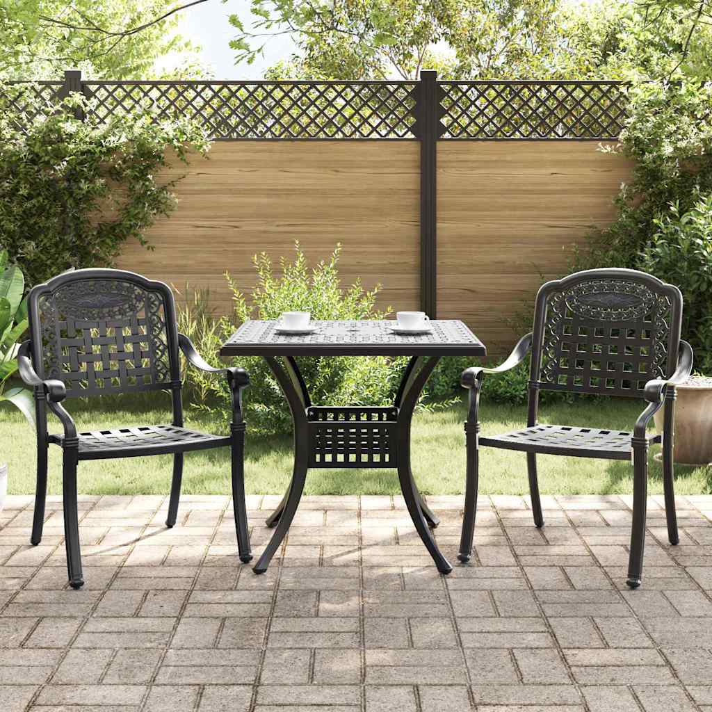 Gartentisch Set 3 pcs Schwarz Gussaluminium