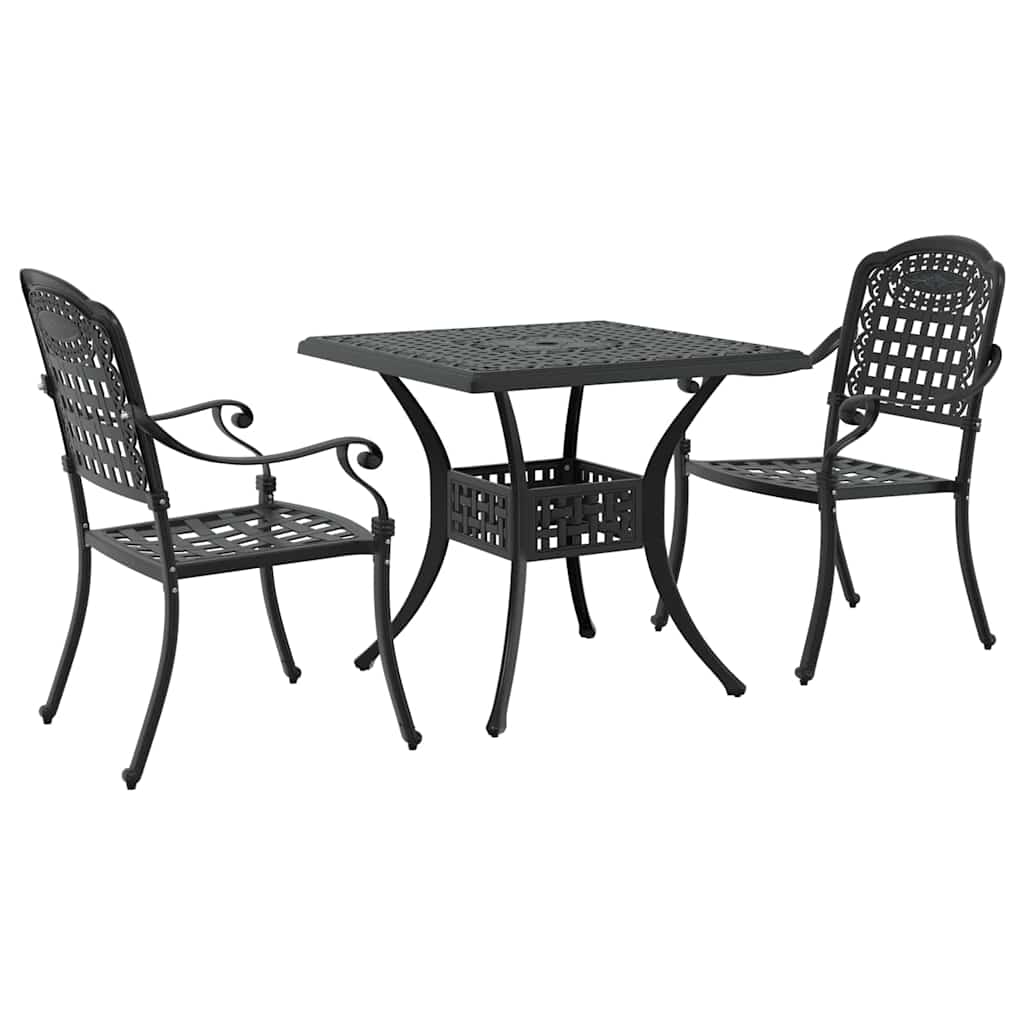 Gartentisch Set 3 pcs Schwarz Gussaluminium