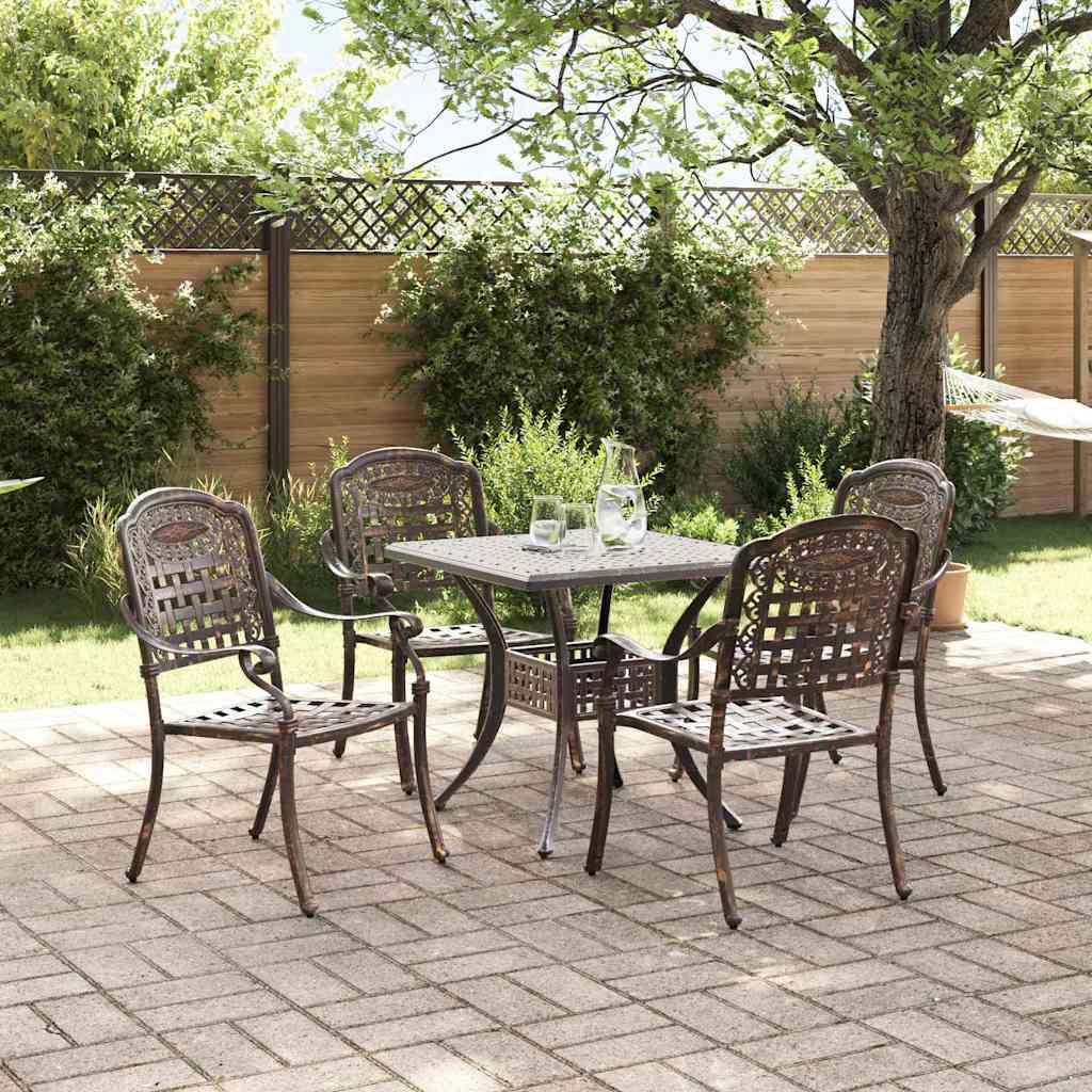 Gartentisch Set 5 pcs Bronze Gussaluminium