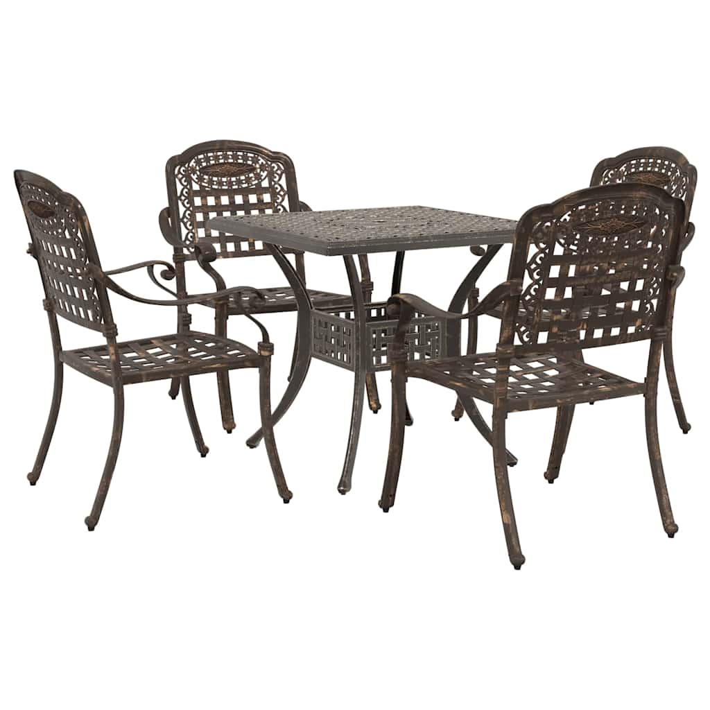 Gartentisch Set 5 pcs Bronze Gussaluminium