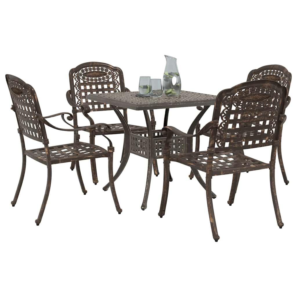 Gartentisch Set 5 pcs Bronze Gussaluminium