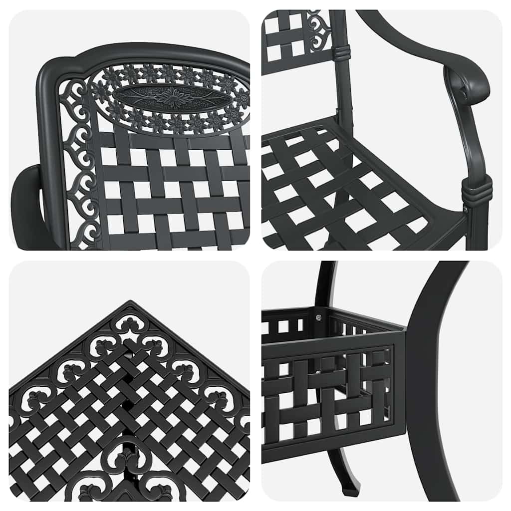 Gartentisch Set 5 pcs Schwarz Gussaluminium