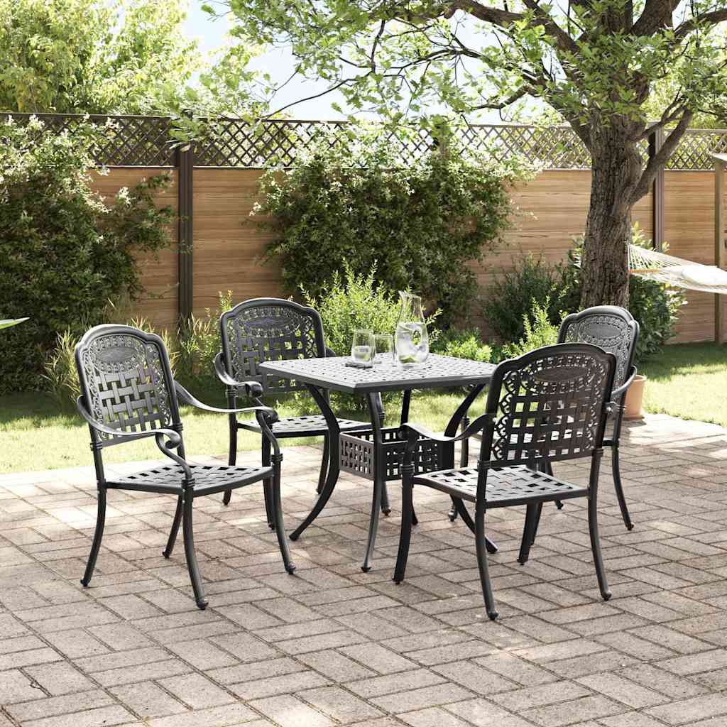 Gartentisch Set 5 pcs Schwarz Gussaluminium
