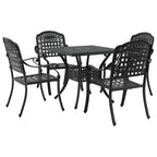Gartentisch Set 5 pcs Schwarz Gussaluminium