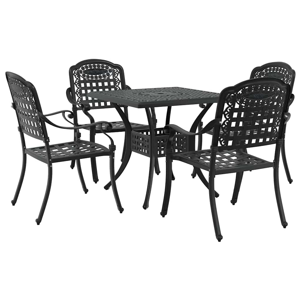 Gartentisch Set 5 pcs Schwarz Gussaluminium