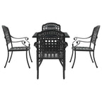 Gartentisch Set 5 pcs Schwarz Gussaluminium
