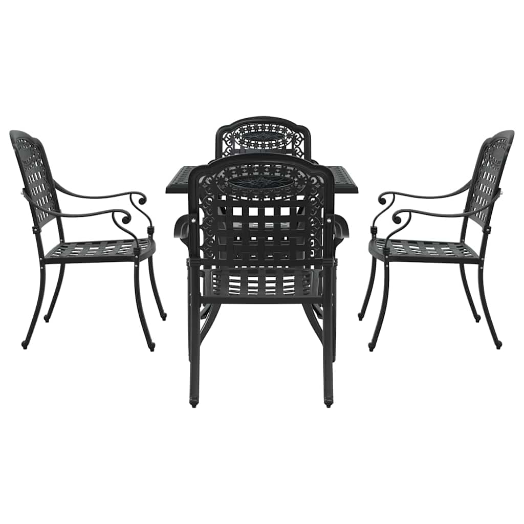 Gartentisch Set 5 pcs Schwarz Gussaluminium