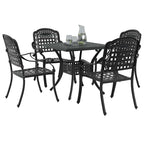 Gartentisch Set 5 pcs Schwarz Gussaluminium