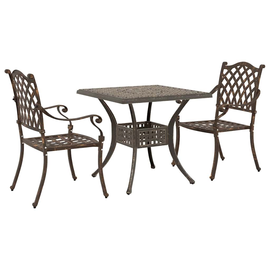 Gartentisch Set 3 pcs Bronze Gussaluminium