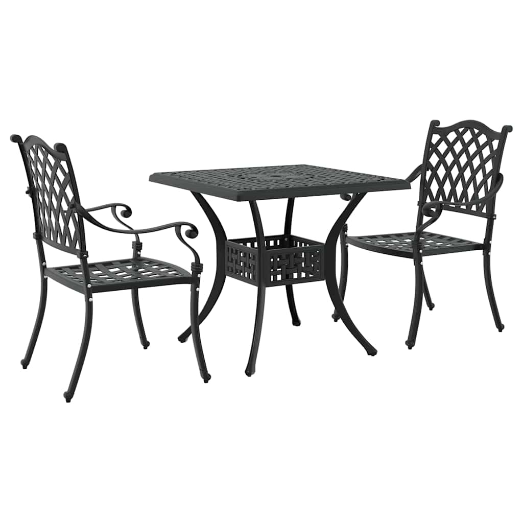 Gartentisch Set 3 pcs Schwarz Gussaluminium
