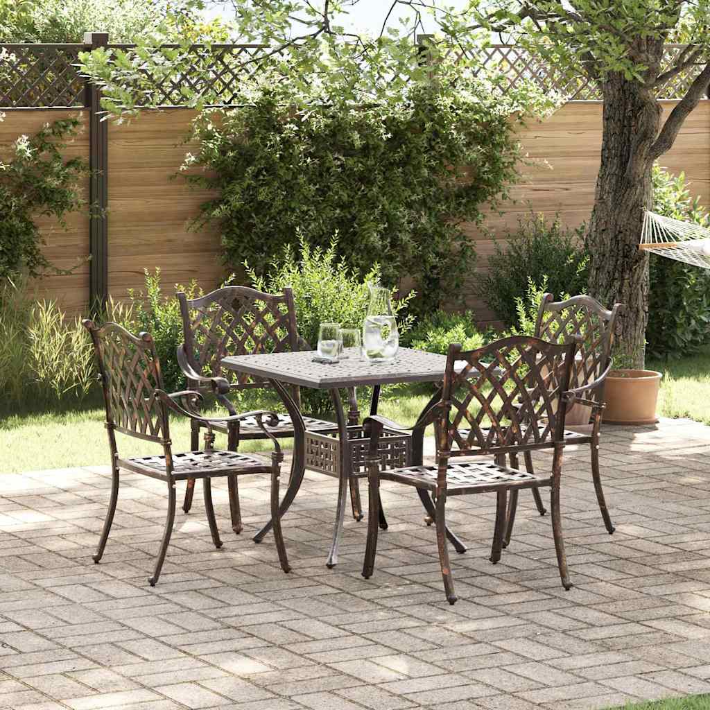 Gartentisch Set 5 pcs Bronze Gussaluminium