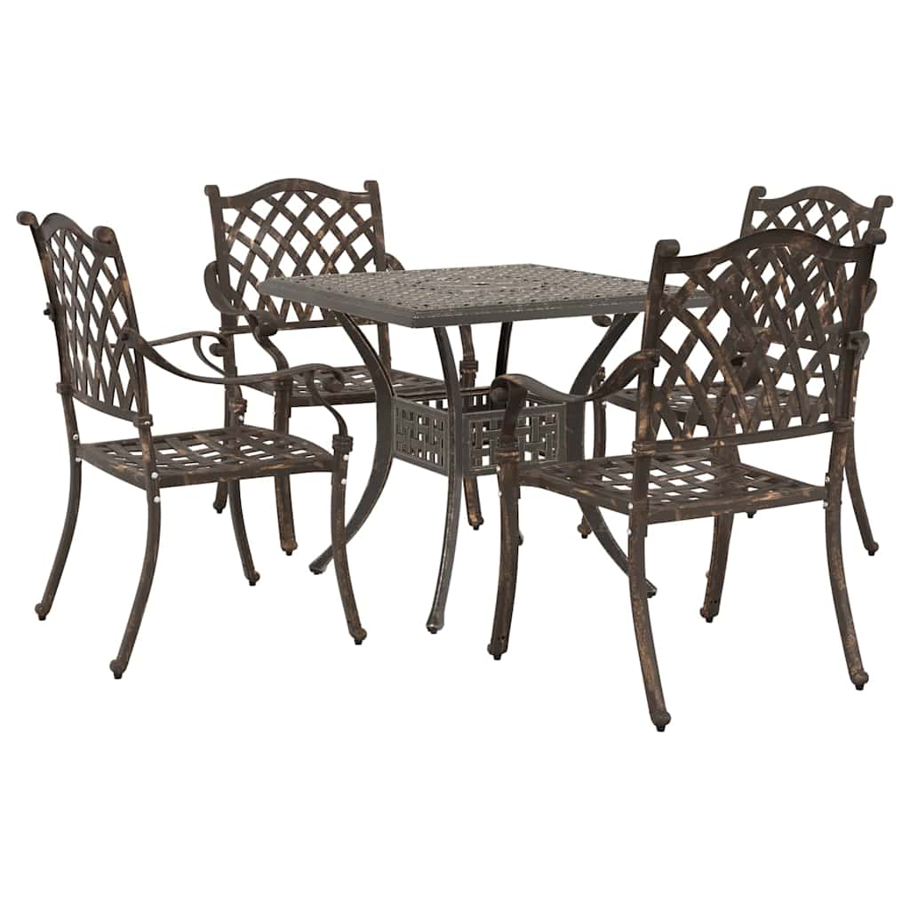 Gartentisch Set 5 pcs Bronze Gussaluminium