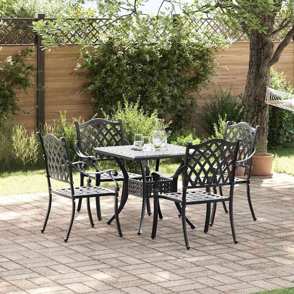 Gartentisch Set 5 pcs Schwarz Gussaluminium