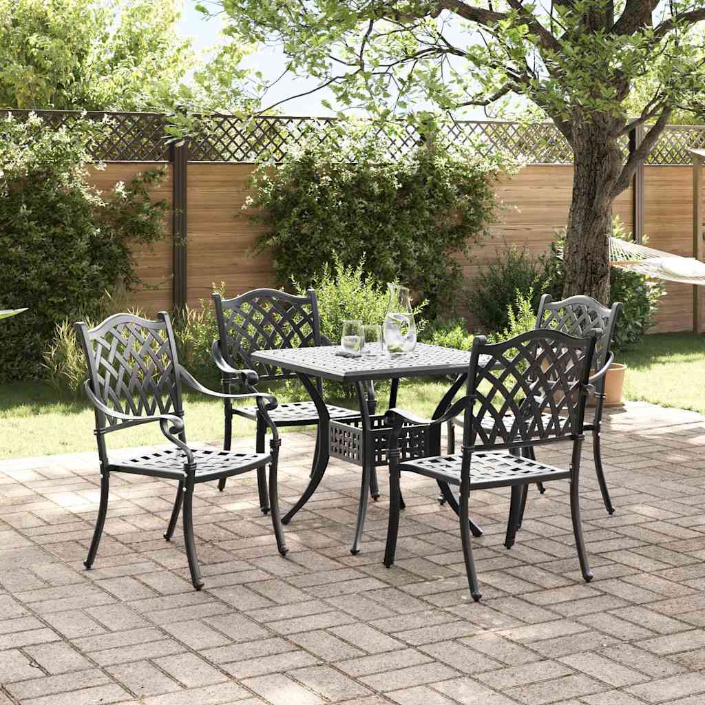 Gartentisch Set 5 pcs Schwarz Gussaluminium