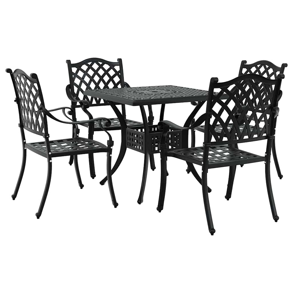 Gartentisch Set 5 pcs Schwarz Gussaluminium