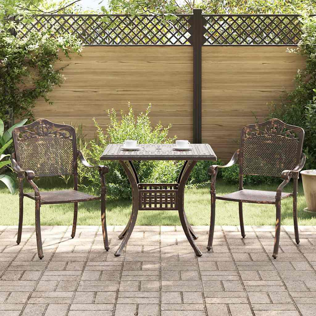 Gartentisch Set 3 pcs Bronze Gussaluminium