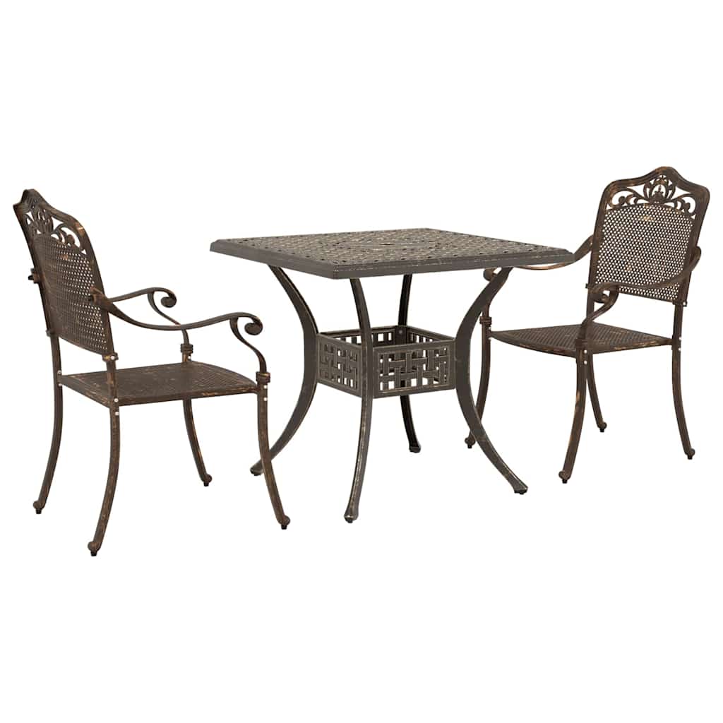 Gartentisch Set 3 pcs Bronze Gussaluminium
