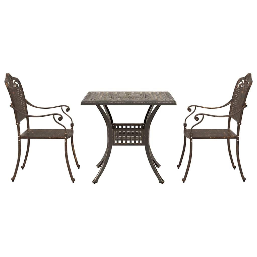 Gartentisch Set 3 pcs Bronze Gussaluminium
