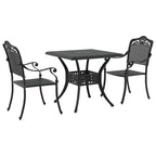 Gartentisch Set 3 pcs Schwarz Gussaluminium