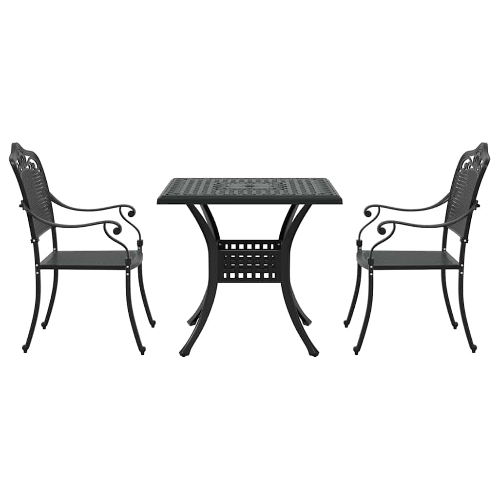 Gartentisch Set 3 pcs Schwarz Gussaluminium