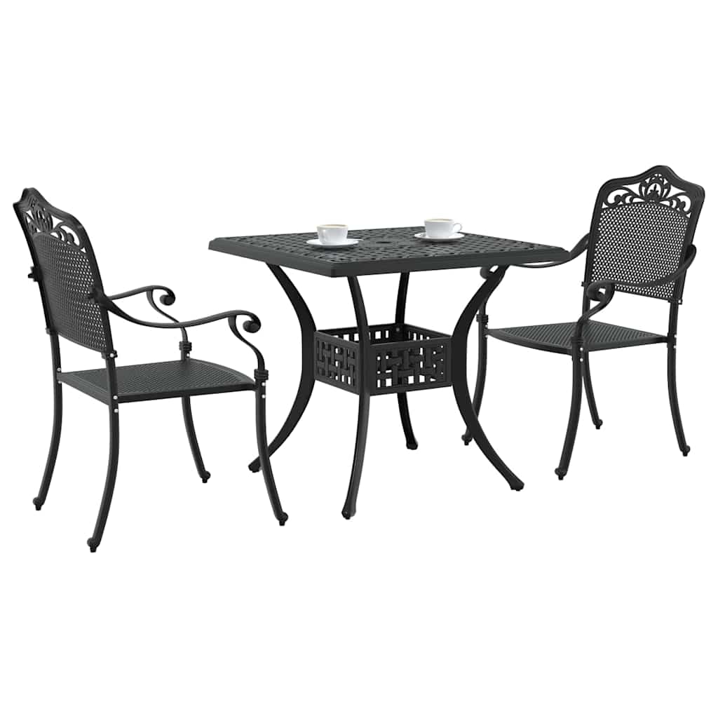 Gartentisch Set 3 pcs Schwarz Gussaluminium